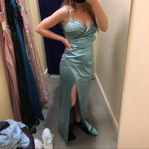 Windsor Satin Slit Prom Dress
